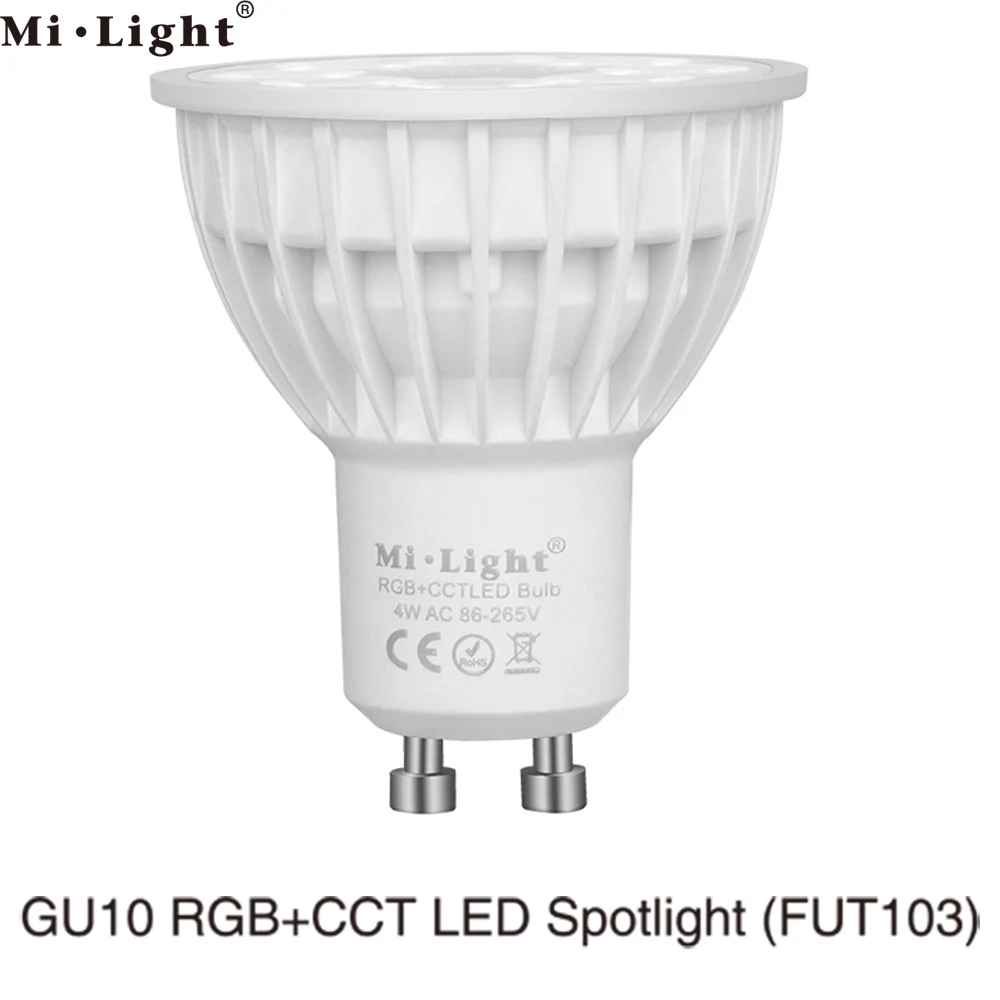 MiLight GU10 4 Вт RGB + CCT светодиодная лампочка для прожектора FUT103 110 В 220 полноцветный