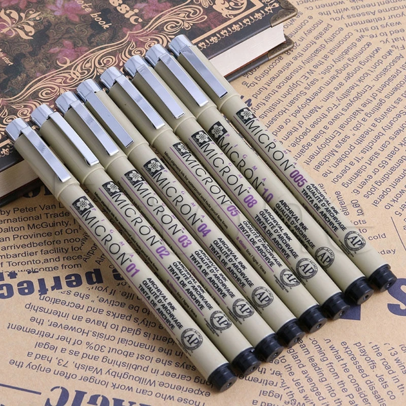 Высокое качество Новые Sakura Pigma Micron тонкая ручка 01 02 03 04 05 08 005 1,0 товары для рукоделия