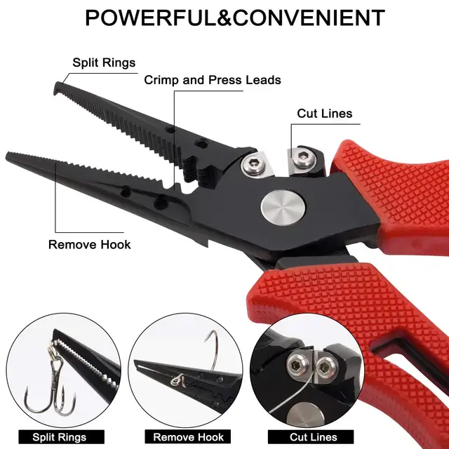 Details about / Stainless Steel Fishing Pliers Tungsten Carbide Braid Cutters Crimper Remover