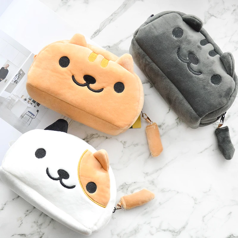 

Cartoon Plush pencil case Kawaii Cat pen bag Big Capacity Cosmetic Bag school supplies stationery pouch gift canetas