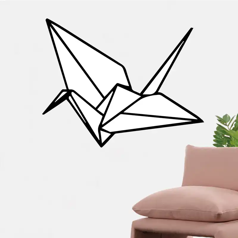 geometric paper crane wall sticker for kids room creative easy removable wall design stickers self adhesive home decor wallpaper wall designs stickers
