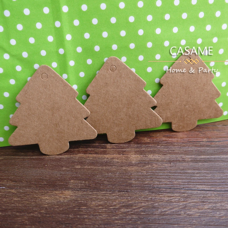 

packing 500pcs Korea style cute Kraft Christmas Tree Shape Hang tag Gift tag tags drop cards gifts greeting cards decoration