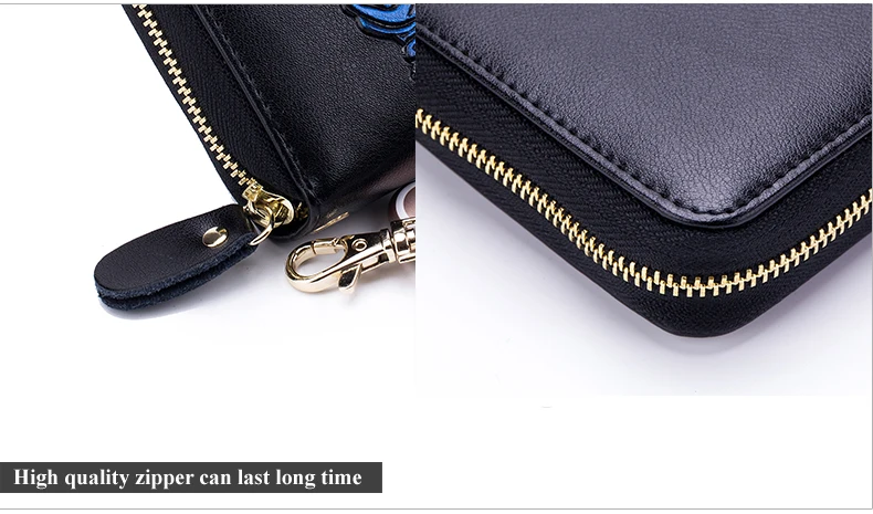Lomelobo Long Hand Painted Card Wallet Lady Split Leather Rose Flowers Women Purse Girl Business RFID Credit Card Holder HPLA105 Details (08)
