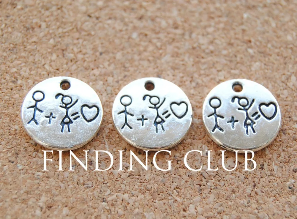 30 pcs Silver Color Boy and Girl charms pendants DIY Metal Bracelet