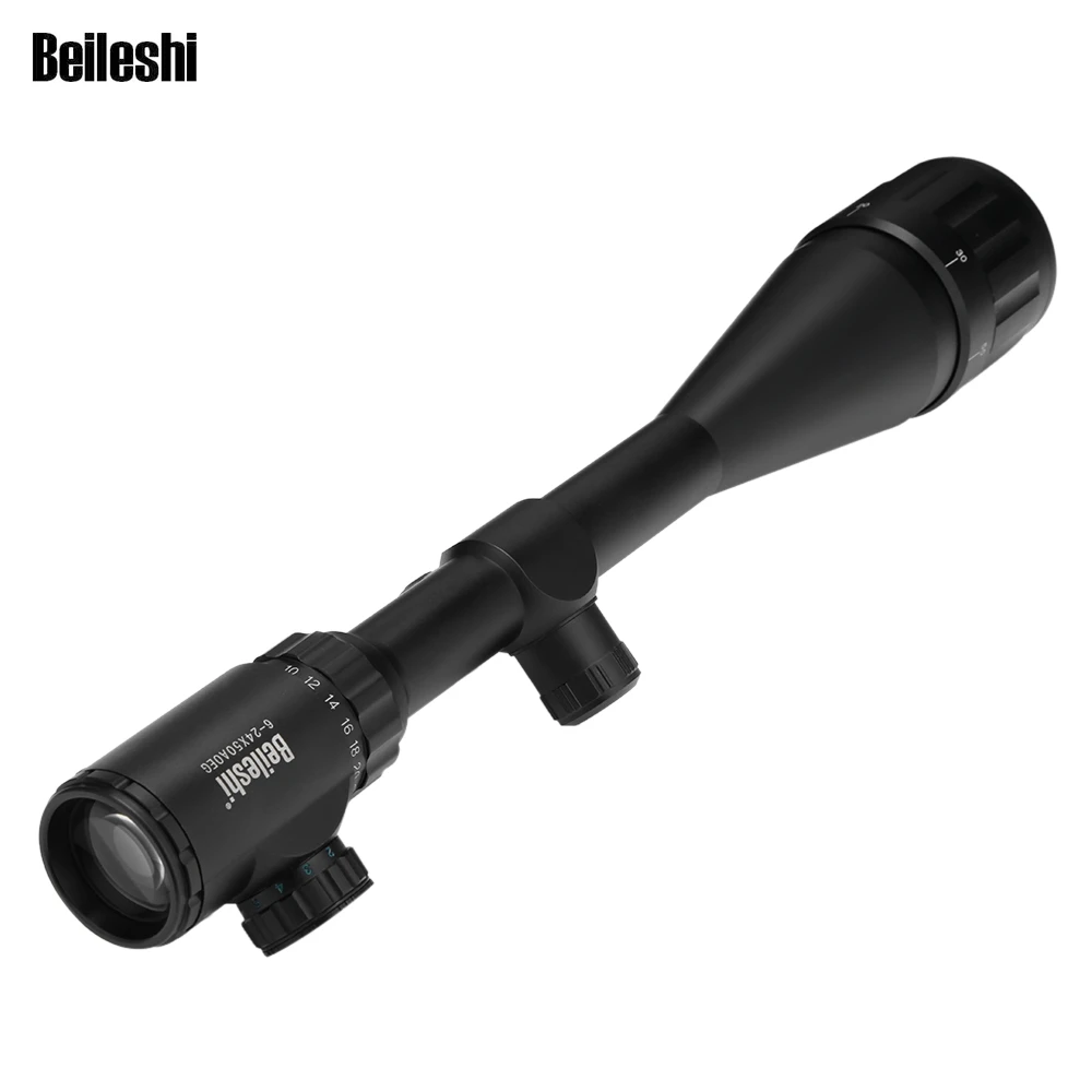 

Beileshi 6-24X 50mm Riflescope Adjustable Green Red Dot Hunting Tactical Riflescope Optical Sight Scope with 20mm Rails