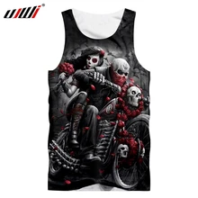 UJWI майка Мужская Лето стиль Роза Мотоцикл Череп на бак 3D принт тренд большой размер Пара Одежда