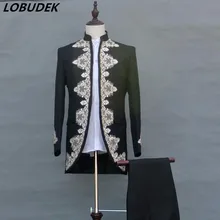 Мужские свадебные Жених выпускного вечера костюм пальто для будущих мам длинная куртка Белый tuexdo тренчи вечерние танцор певец show ночной клуб magic на