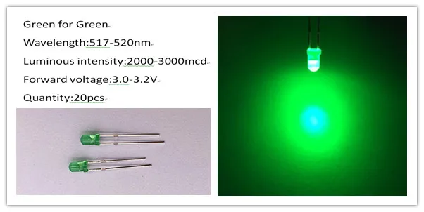 200 шт. (10 видов цветов * 20 штук) 3 мм светодиодный Диод Ultra Bright Ассорти комплект DIY белый зеленый красные, синие желтый оранжевый розового и