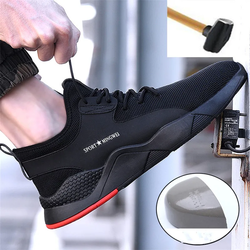 

Men's Steel Toe Work Safety Shoes Casual Breathable Outdoor Sneakers Puncture Proof Boots Comfortable Industrial Shoes for Men