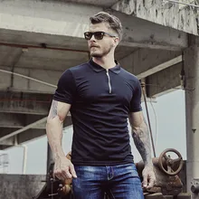 GustOmerD дропшиппинг бренд поло мужская однотонная приталенная рубашка поло с коротким рукавом мужская повседневная рубашка на молнии со стоячим воротником мужская s Polo