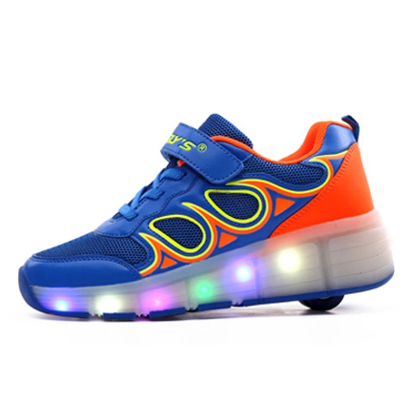 New Boys Girls Led Light Breathale Mesh Sneakers Children Shoes Roller Skate One Wheels Shoe Flats Heels Kids Size 29-43 | Детская