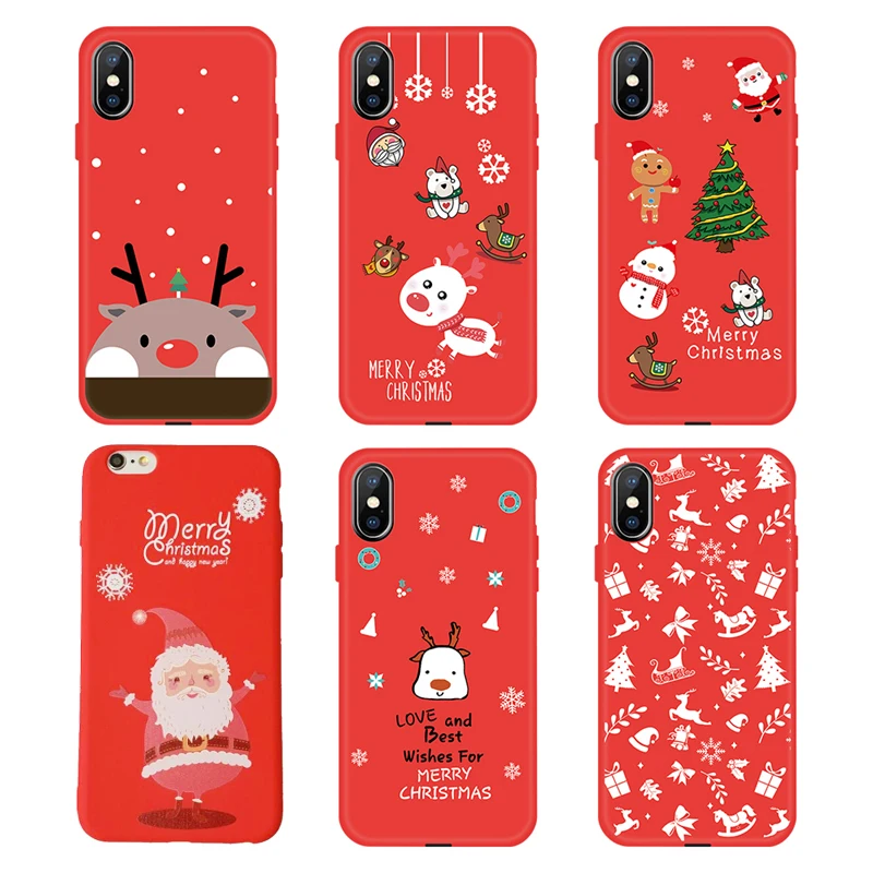 Мягкий чехол из ТПУ с милым рисунком рождественского Санта Клауса лося для iPhone 7 8