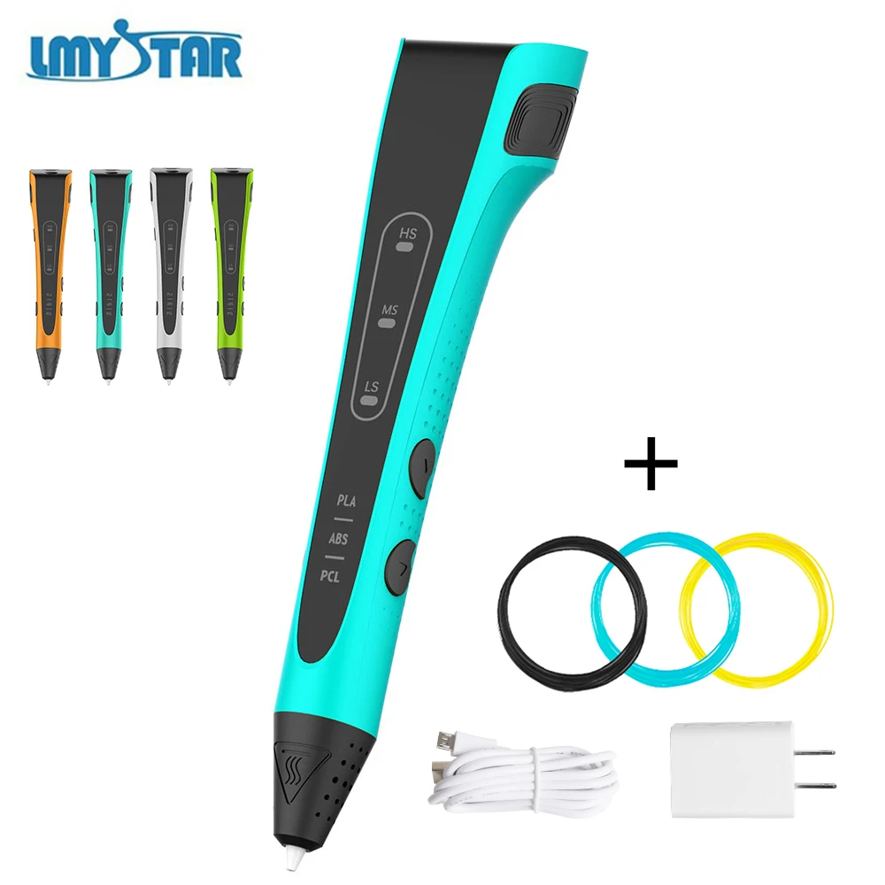 

LMYSTAR 3D printing pen P64 1.75mm PLA/ABS/PCL Smart 3d drawing pens with Filament for Kids birthday gift pen