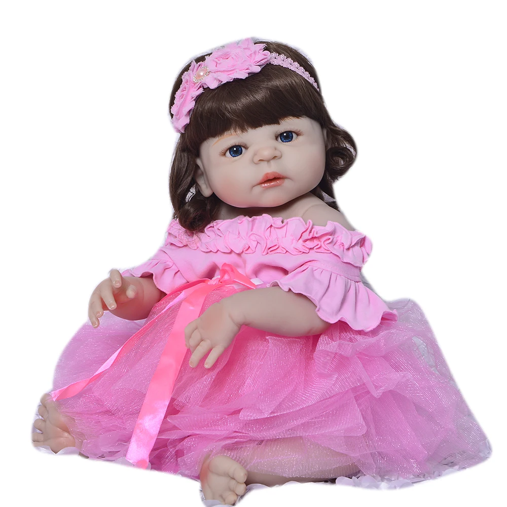 

Reborn girl pink princess full silicone baby dolls toys gift 22inch 55cm bebe real reborn corpo de silicone inteiro