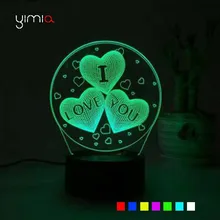YIMIA красочный I LOVE YOU светодиодный 3d-ночник Touch Swtich настольный ночник для девочек подарок на день Святого Валентина домашний декор