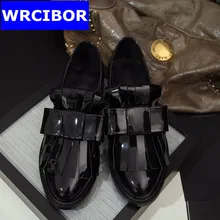 Size 33-42 Patent leather Flat Oxford Shoes Woman Flats 2017 Fashion tassel British style Brogue Oxfords women shoes moccasins