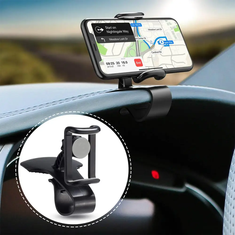 Автомобильный держатель для телефона с поворотом на 360 градусов, держатель для сотового телефона, подходит для 4-6,5 дюймовых смартфонов, вращающийся зажим для приборной панели