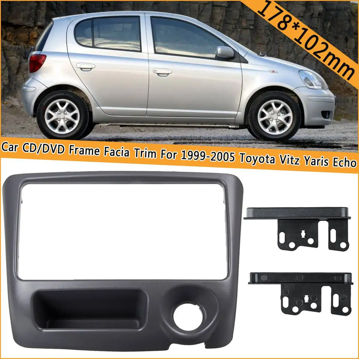 

Car CD/DVD Frame Facia Trim Double-DIN Car for Toyota Vitz Yaris for Echo 1999 2000 2001 2002 2003 2004 2005 Car Stereo Cover