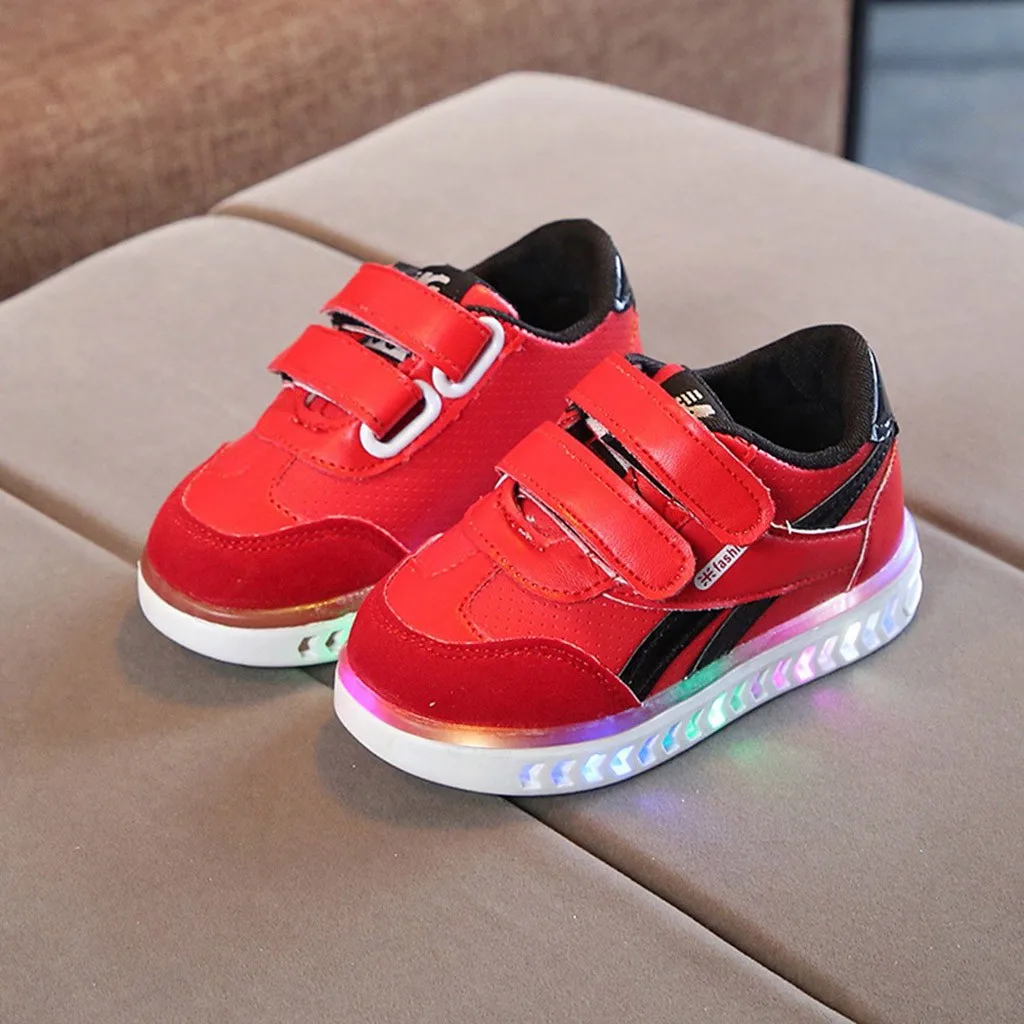 MUQGEW New arrival Children Baby Girls Boys Letter Led Light Luminous Running Sport Sneaker Shoes