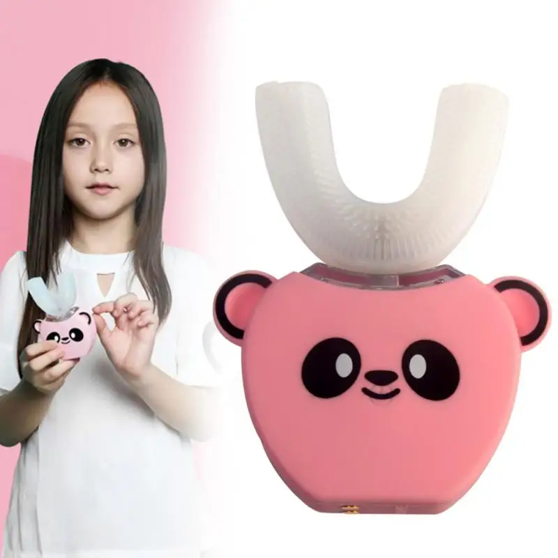 

Waterproof Portable Anti Bacteria Automatic Hygienic Cute Silicon Children Soft Electric Toothbrush U Shape Sonic Mouth Cleaning
