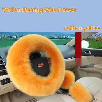 

Soft Faux Wool Plush Steering Wheel Cover Winter Protector Car Warm Cover