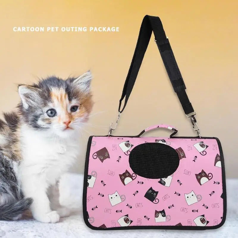 Portable Cartoon Pet Carrier Dogs Cats Outing Bag Foldable Shoulder Bags
