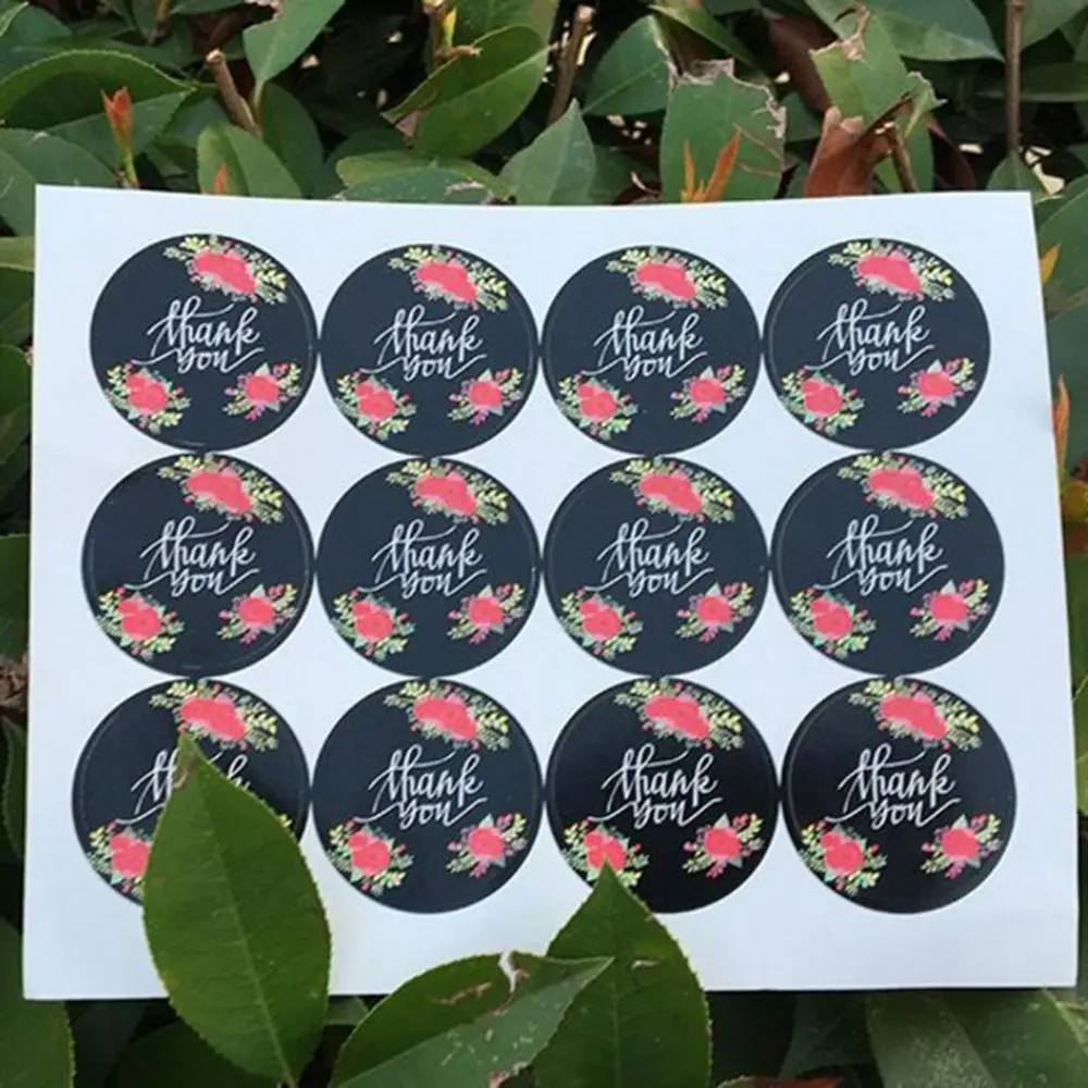 

120Pcs/lot Cute Flower Thank You Series Round Seal Sticker Mutifunction DIY Decorative Gifts Package Labels for Baking