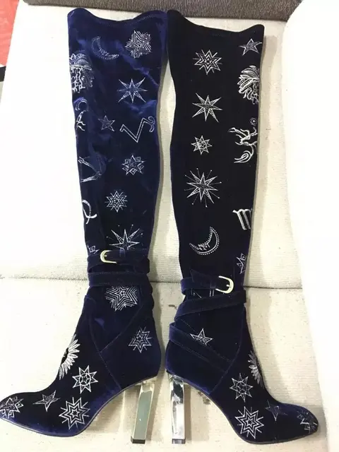 clear thigh high heels