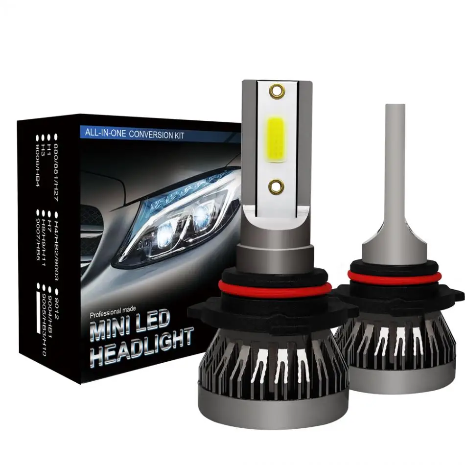 

2pcs Mini Car LED Headlight Bulb Kit HB4 9006 120W 12000LM 6000K Automobile Fog Lamp Hi or Lo Light Bulb for Cars Vehicles Autos