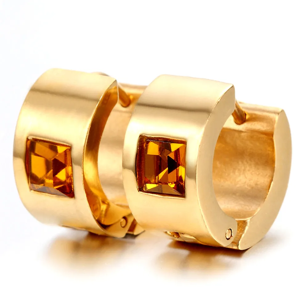 Stainless Steel Brown Crystal Earrings Set, 2pcs, KE1017in Stud