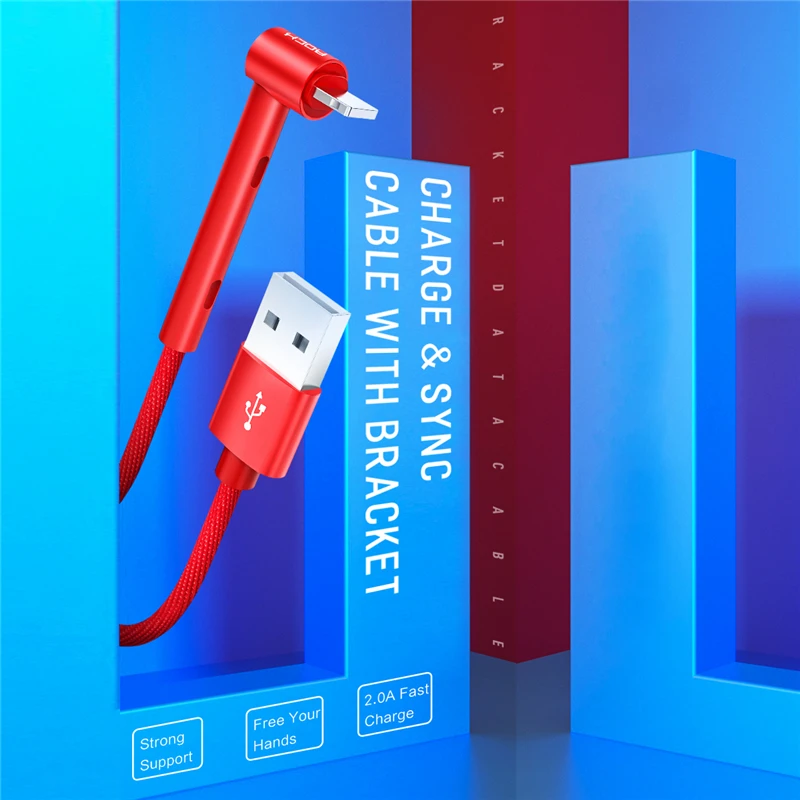 روك 90 درجة كابل يو اس بي حامل ل فون XS ماكس USB L نوع كابل بيانات ل فون X 8 7 سريع شحن الهاتف المحمول كابل حامل