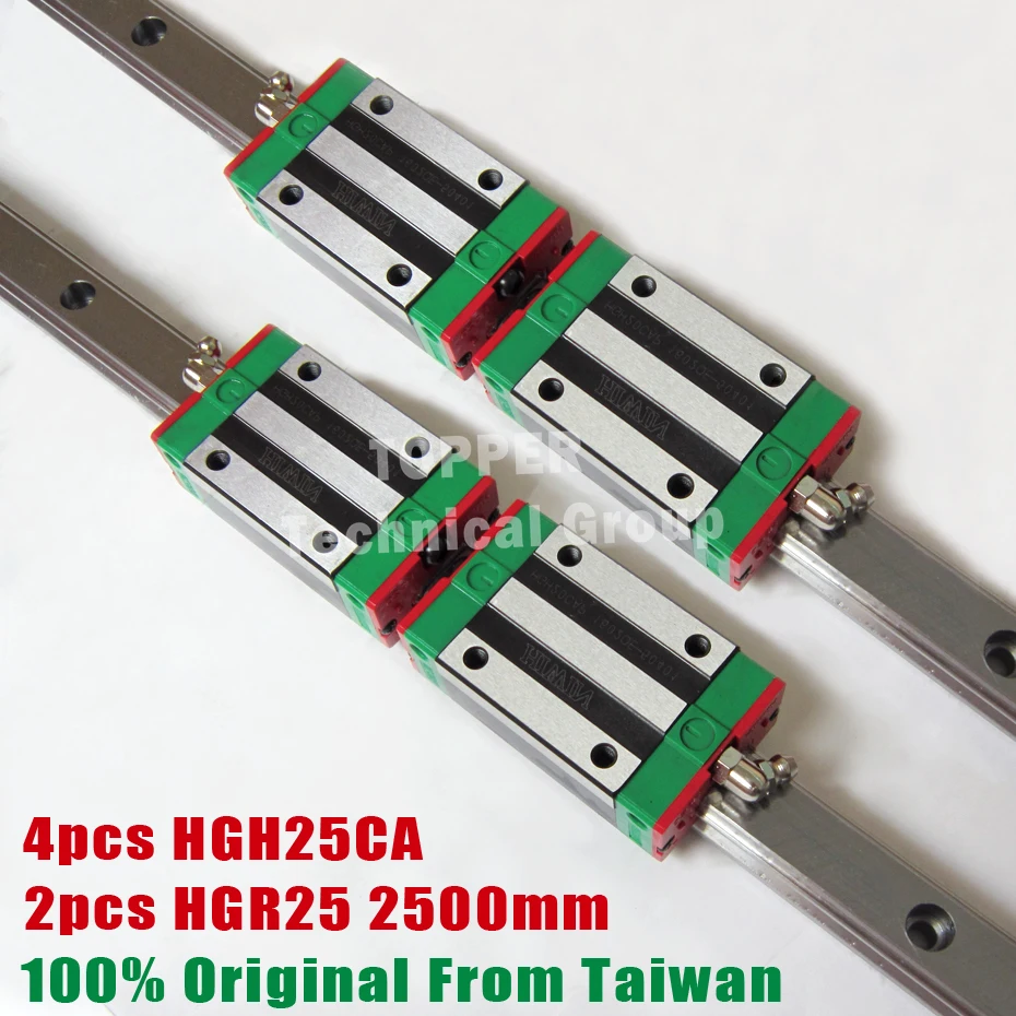 HIWIN Линейная направляющая 2500 мм 2 шт. HGR25 линейная + 4 HGW25CA CNC линейный направляющий