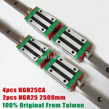 

HIWIN Linear guide 2500mm,2pcs HGR25 linear guide rail+4pcs HGW25CA CNC Linear Guide Block HGW25