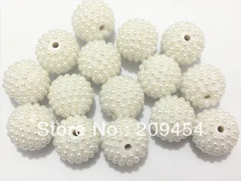 

Newest !!! 22MM 100pcs/lot white Pearl Rhinestone Beads ,Chunky Disco Ball Beads