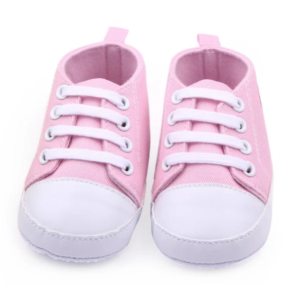 Классические парусиновые спортивные кроссовки для новорожденных мальчиков и девочек; обувь для первых шагов; обувь для малышей с мягкой нескользящей подошвой; обувь для малышей; S3 - Цвет: Розовый