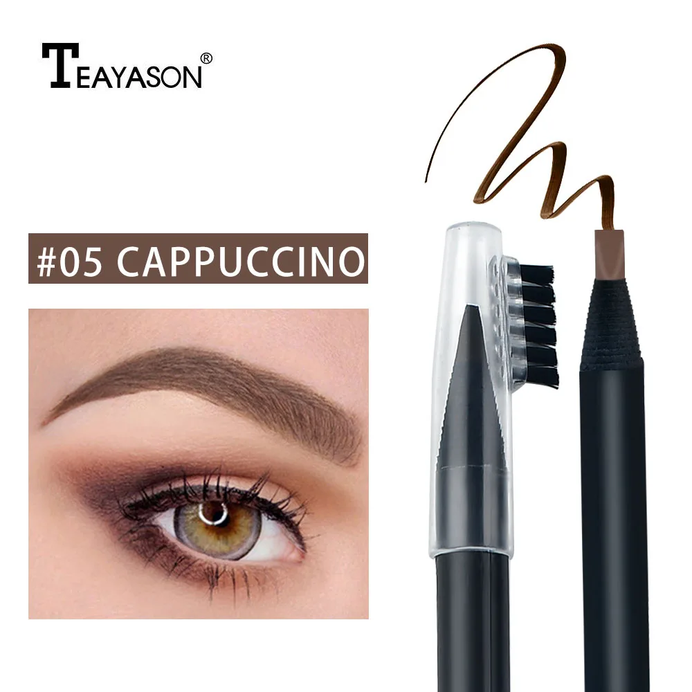 

Teayason flat eyebrow pencil black brown grey color pigment waterproof long lasting smooth eyebrow enhancer pomade pen AM091