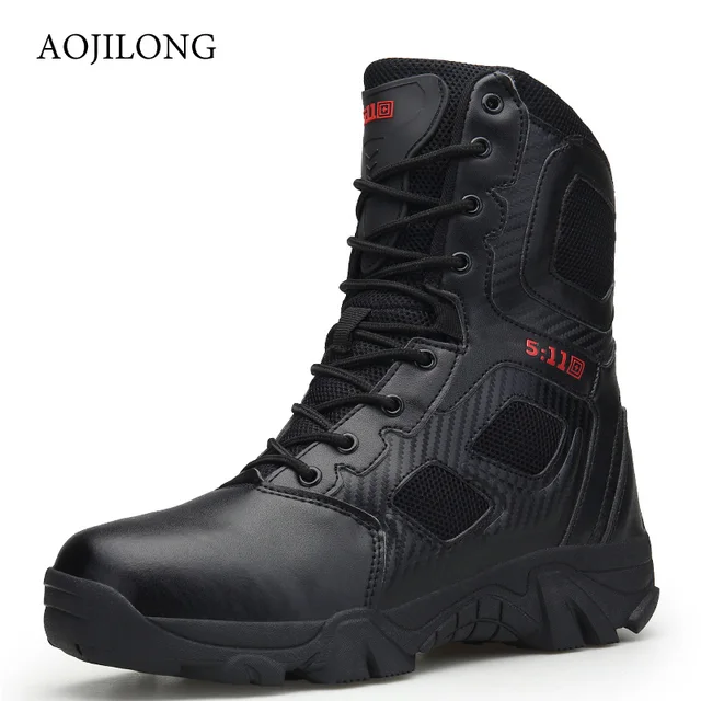 Men Quality Brand Military Boots Tactical Desert Combat Boats Outdoor Shoes Lace Up Men Hiking shoes High Top Sports Sneakers