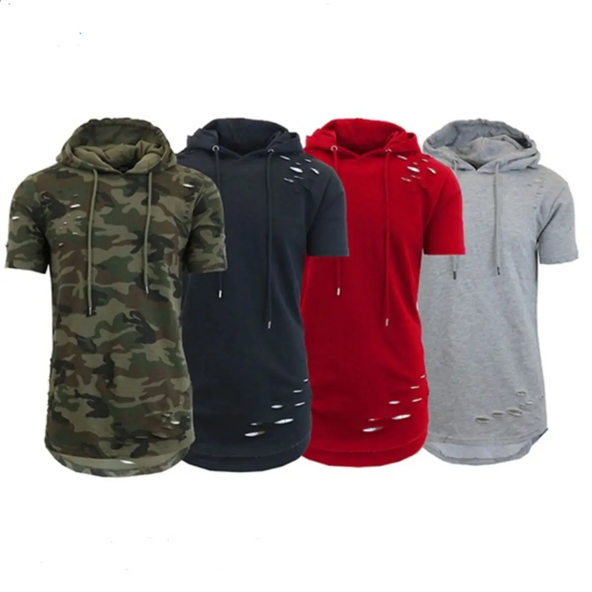 

2018 short Sleeve Hoodies Fashion slim Hooded Sweatshirt Men Hip Hop Hoodie Men's Rapper Vest Top camisa masculina clothes