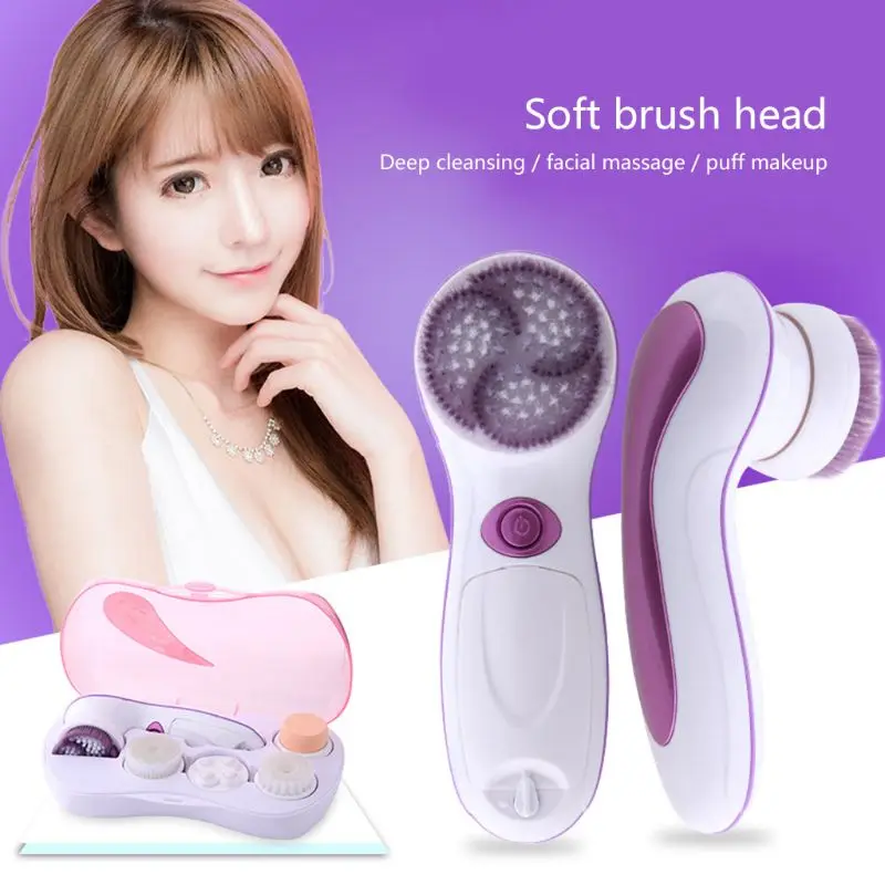 

5in1 Electric Face Cleansing Brush Multifunction rotating Facial Massager SPA Beauty Skin Care
