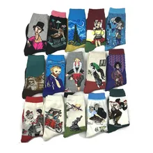 

Women harajuku Funny Socks Personality Art Van Gogh Mural World Famous Oil Painting Series Men Socks Cotton Socks calcetines muj