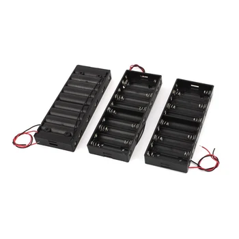 

3PCS 2 Wires Cables Black Plastic 10x 1.5V AA Battery Case Holder Clip