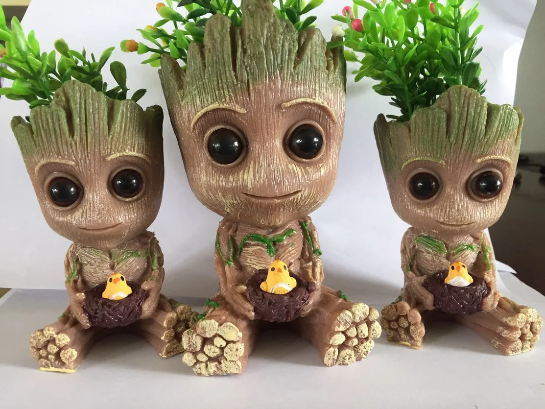 

Cute Baby Groot Flowerpot Flower Pot Planter Action Figures Guardians of The Galaxy Toy Tree Man Pen Flower Pots Good Quality