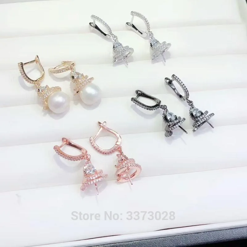 

Women's 1 Pair Golden plated Paved CZ Cubic Zirconia Necklace Pendant Earrings Back Jewelry Connector DIY Fine Jewellery Making