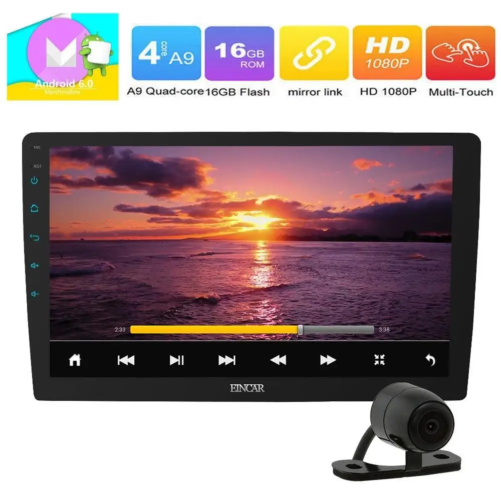 Сзади Камера + двойной Дин Радио стерео Android6.0 no dvd плеер 10.1 ''GPS навигации Bluetooth WI