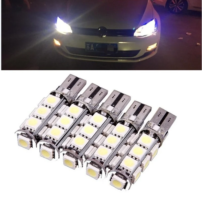 

5pcs/lot Error Free T10 Canbus Led car w5w 194 13 smd 5050 Light Bulb Shipping Car Lamp External Light
