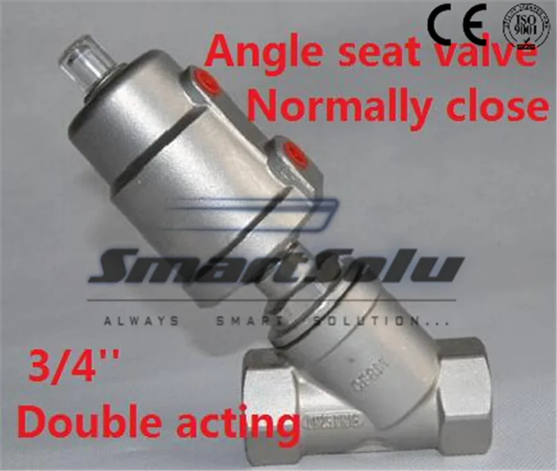 

Free shipping angle seat valve stainless steel actuator DN20 3/4 inch normally close double acting for high temperature steam