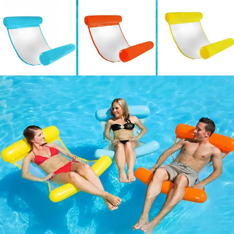 

Summer PVC Outdoor Water Hammock Swimming Pool Kids Adult Foldable Inflatable Floating Bed Chair Beach Lounger Backrest Recliner