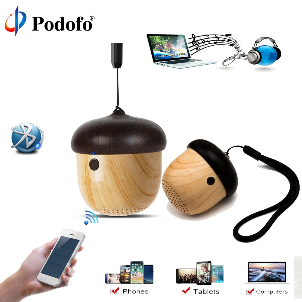Podofo мини bluetooth динамик беспроводные портативные колонки милые гайки уникальный