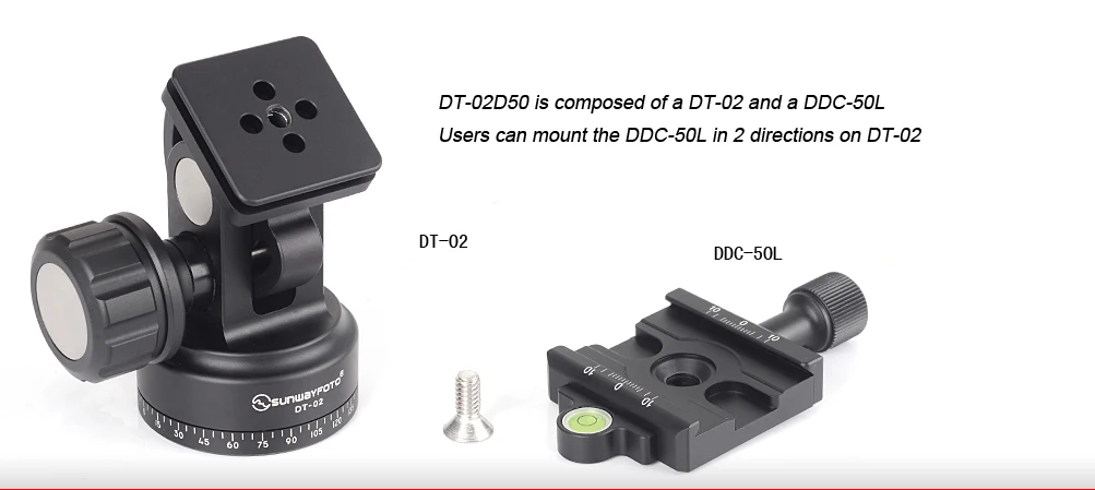 SUNWAYFOTO DT-02D50 монопод головка для DSLR камеры монопод шаровая Головка Профессиональный алюминиевый монопод шаровая Головка монопод