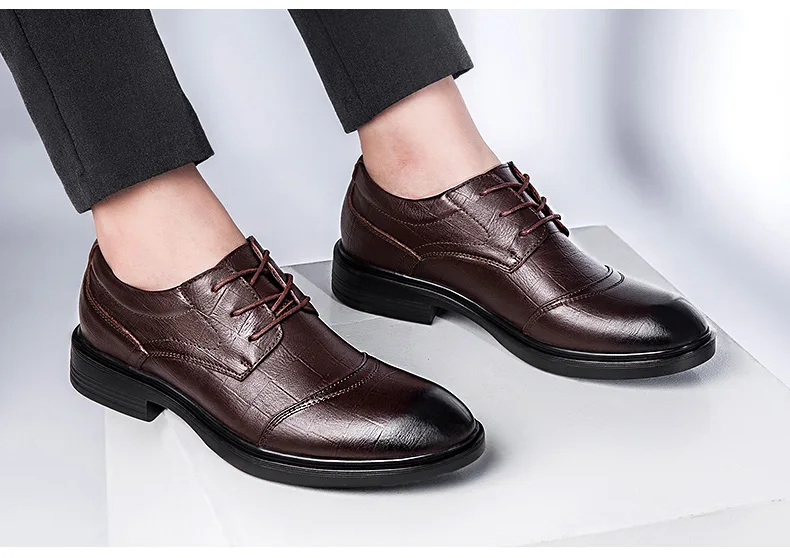 Genuine Leather Shoes Men Cow Leather Casual Shoes Male Bussiness High Quality Mens Flats Lace-Up Man Footwear Walkerpeak